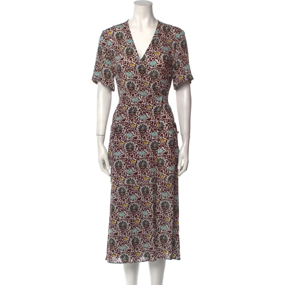 A.L.C. silk wrap dress size 0 multicolor floral midi length